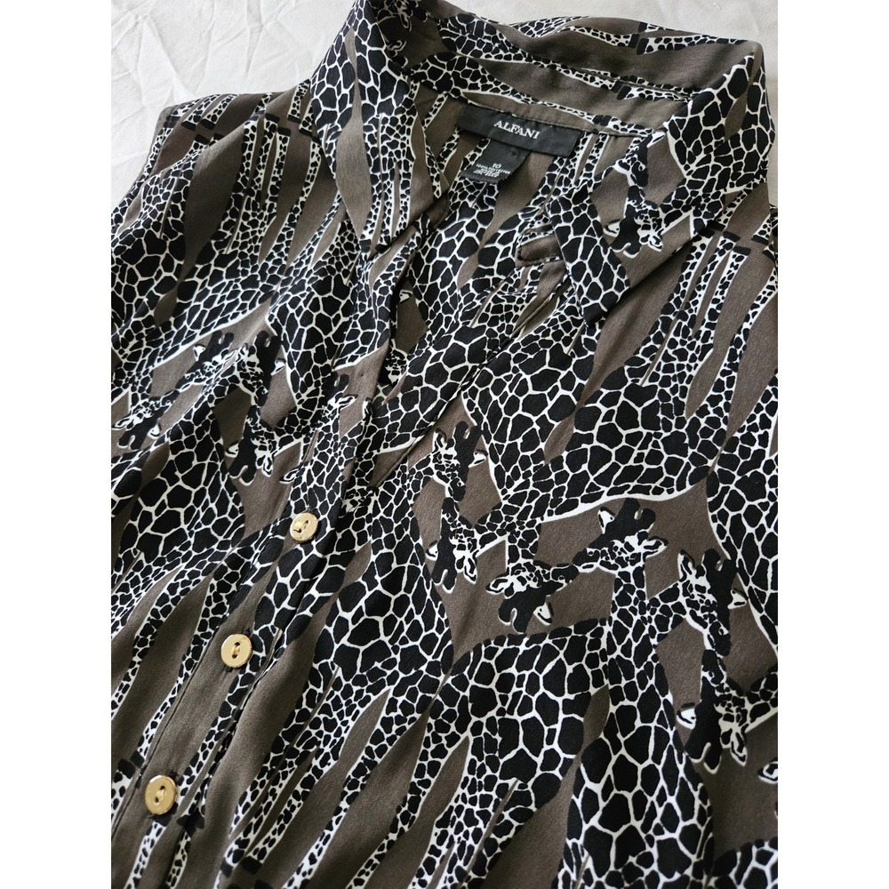 Alfani Women's Sleeveless‎ Shirt Dress Size 10 Animal Print Button-Front
